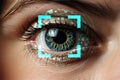 Eye scan futuristic technology background. Generative AI. Royalty Free Stock Photo