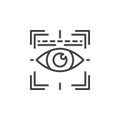 Eye scan line icon, outline vector sign