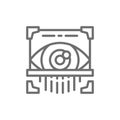 Eye scan, retina scanner, id identity line icon.