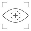 Eye scan thin line icon, access and identification, retina scan sign, vector graphics, a linear pattern on a white