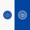 Eye, Service, Support, Technical Line and Glyph Solid icon Blue banner Line and Glyph Solid icon Blue banner