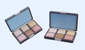 Eye shadow box. Nude palette of powder and blush. Pressed makeup powder Royalty Free Stock Photo
