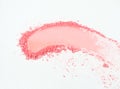 Pink eye shadow or pink bronzer smudge on white background Royalty Free Stock Photo