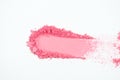 Pink eye shadow or pink bronzer smudge on white background Royalty Free Stock Photo