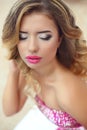 Eye shadows makeup. Attractive girl. Fashion glamour portrait of Royalty Free Stock Photo