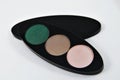 Eye shadows set. on white background. Green eyeshadow palette