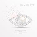 Eye shape digitally drawn low poly wire frame. Royalty Free Stock Photo