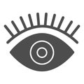 Eye solid icon. Beauty vector illustration isolated on white. Eyelashes glyph style design, designed for web and app