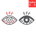 Eye sore line and glyph icon, disease and allergy, eye redness vector icon, vector graphics, editable stroke outline