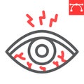 Eye sore line icon, disease and allergy, eye redness vector icon, vector graphics, editable stroke outline sign, eps 10.