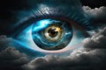 eye on a stormy sky, with lightning bolts and rolling clouds Royalty Free Stock Photo