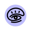 Eye stylized logo. eyelashes, eyebrow - beauty salon icon. look - round emblem vector. vision and ophthalmologist. clairvoyance -