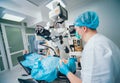 Eye surgery. A patient and surgeon in the operating room Royalty Free Stock Photo