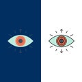 Eye, Symbol, Secret Society, Member, Icons. Flat and Line Filled Icon Set Vector Blue Background