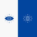 Eye, Symbol, Secret Society, Member, Line and Glyph Solid icon Blue banner Line and Glyph Solid icon Blue banner