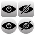 Eye symbols as show, hide, visible, invisible, public, private i