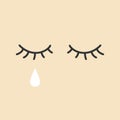 Eye with tears. Crying girl eye. Sad female tears, irritable tearful woman teared drops vector.