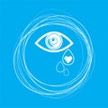 Eye Tears Icon on a blue background with abstract circles around and place for your text. Royalty Free Stock Photo