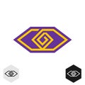 Eye tech cornered logo. Geometric lines technical or tribal eye symbol. Royalty Free Stock Photo