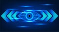 Eye technology with side arrows The concept of searching for information to be used in solving problems through the Internet Royalty Free Stock Photo