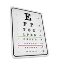 Eye test chart isolated on white background. 3D illustration