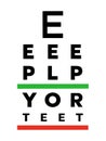 Eye test chart poster. Flat vector illustration Royalty Free Stock Photo