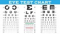 Eye Test Chart Set Vector. Vision Test. Optical Exam. Healthy Sigh. Medical Care. Ophthalmologist, Ophthalmology Royalty Free Stock Photo