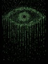 Eye Test Symbols Cascade Like Rain in a Digital Matrix Environment With a Blank Right Half for Creative Interpretation Royalty Free Stock Photo
