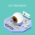 Eye Treatment Isometric Composition Royalty Free Stock Photo