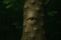 The eye of a tree in the forest shade. Royalty Free Stock Photo