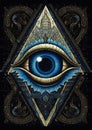 Eye Triangle Pattern Poster Shamanistic Blue Clothes Anubis Rept Royalty Free Stock Photo