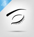 Eye vector icon. Closed eye with beautiful eyelashes Royalty Free Stock Photo