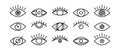 Eye vector icon, eyeball outline pictogram, look graphic symbol, vision set different shape. Black simple illustration