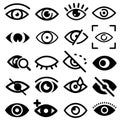 Eye vector icons. Human eyes, vision and view illustration signs. Eye icon. Visible, sleep and medicine supervision observe, len