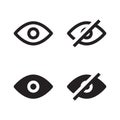 Eye vector icons set. Password eye vision illustration sign collection.