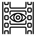 Eye video edit icon, outline style