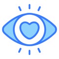 eye, view, heart Icon, simple design blue line