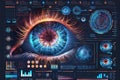 Eye viewing digital info. Eye futuristic concept