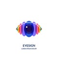 Eye vision logo sign emblem. Human eyes vector illustration. Concept for ophthalmology, optical technology, glasses lens