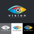 Eye vision logo vector - colorful tone is mean vision creative idea and design