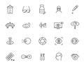 Eye vision stroke icon. Ophthalmology glasses vector optometry health care. Eye lens medical symbol icons