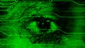Eye viewing digital information represented by ones and zeros or binary Royalty Free Stock Photo