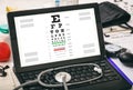 Eye vision test on a doctor`s computer screen Royalty Free Stock Photo