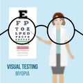 Eye vision test myopia Royalty Free Stock Photo