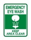 Eye Wash Keep Area Clear Sign Isolate On White Background,Vector Illustration