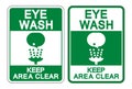 Eye Wash Keep Area Clear Sign Isolate On White Background,Vector Illustration