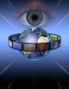 Eye watches earth film Royalty Free Stock Photo