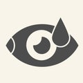 Eye with water drop solid icon. Human vision glyph style pictogram on white background. Drip into the eyes symbol for