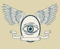 Eye with wings tattoo art design