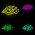 Eye wrinkle, blepharoplasty neon color set icon. Simple thin line, outline vector of anti age icons for ui and ux, website or Royalty Free Stock Photo